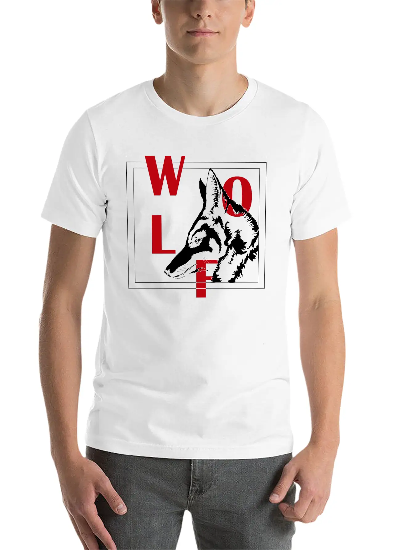 Wolf Typhograpy Art Animal Stylish Everyday T-Shirt – Unisex Basic Cotton Tee