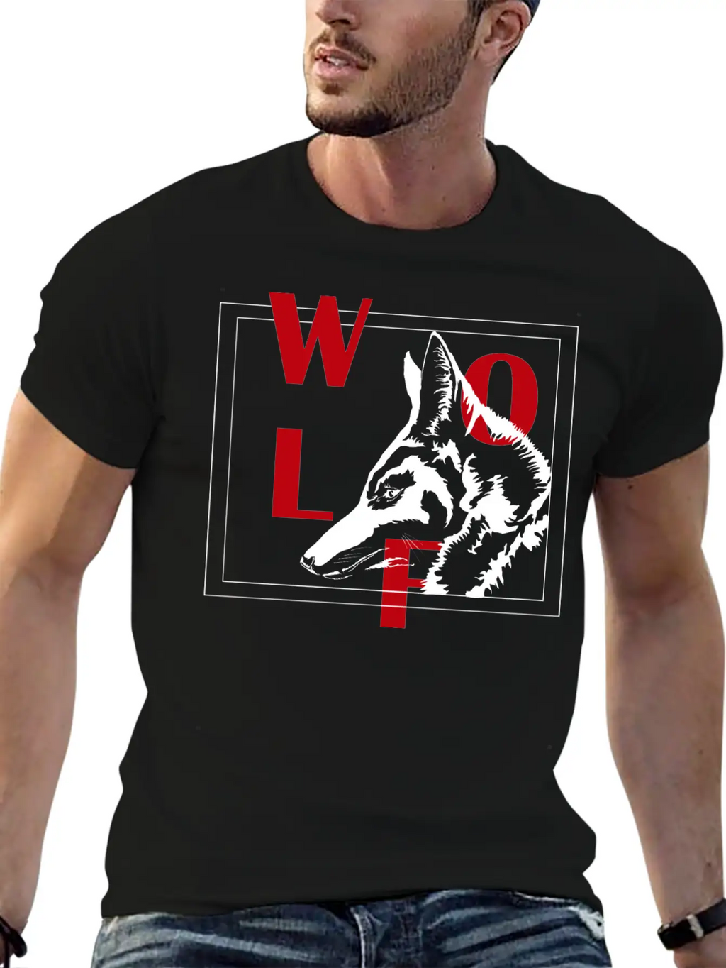 Wolf Typhograpy Art Animal Stylish Everyday T-Shirt – Unisex Basic Cotton Tee