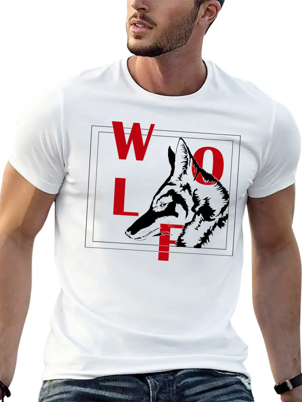 Wolf Typhograpy Art Animal Stylish Everyday T-Shirt – Unisex Basic Cotton Tee