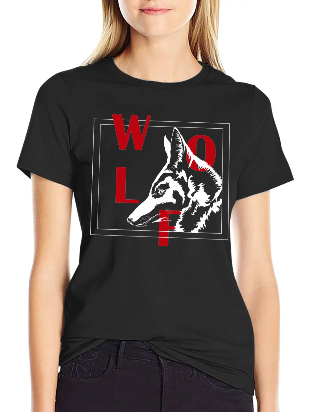 Wolf Typhograpy Art Animal Stylish Everyday T-Shirt – Unisex Basic Cotton Tee