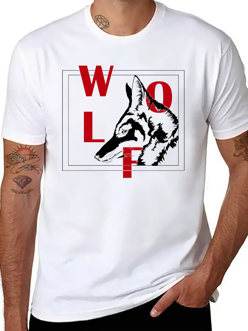 Wolf Typhograpy Art Animal Stylish Everyday T-Shirt – Unisex Basic Cotton Tee