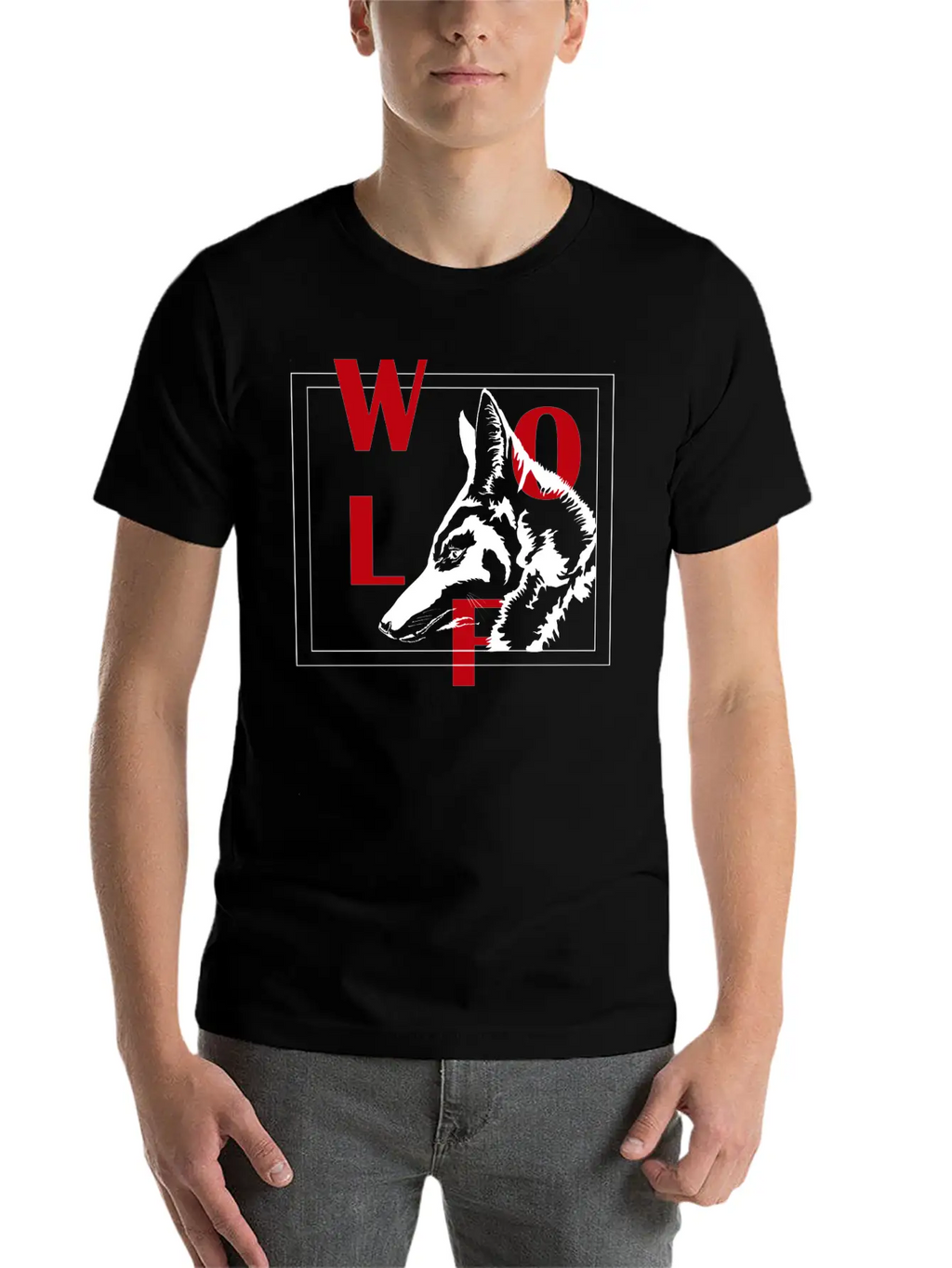 Wolf Typhograpy Art Animal Stylish Everyday T-Shirt – Unisex Basic Cotton Tee