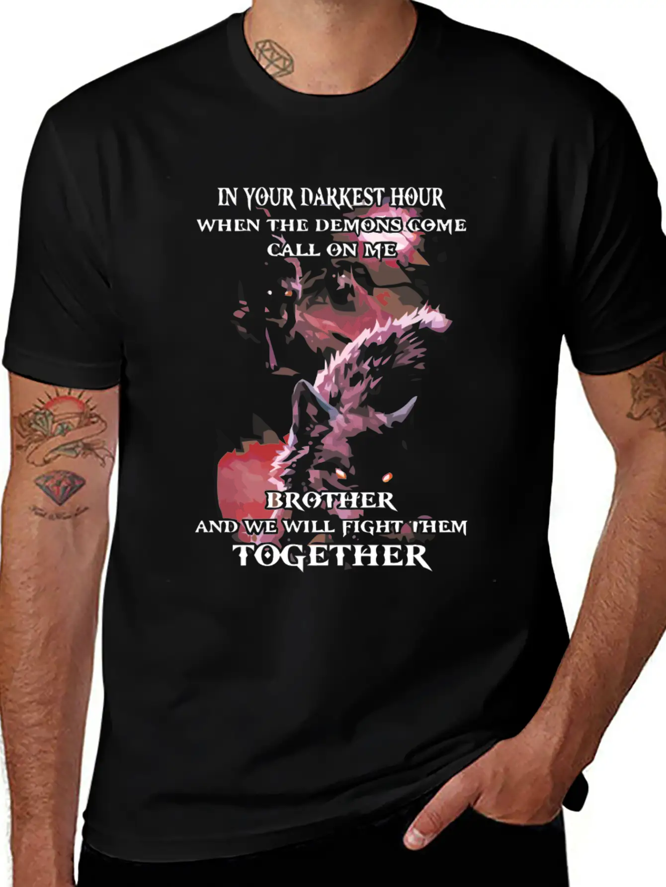 Wolf We Will Fight Them Together Stylish Everyday T-Shirt – Unisex Basic Cotton Tee