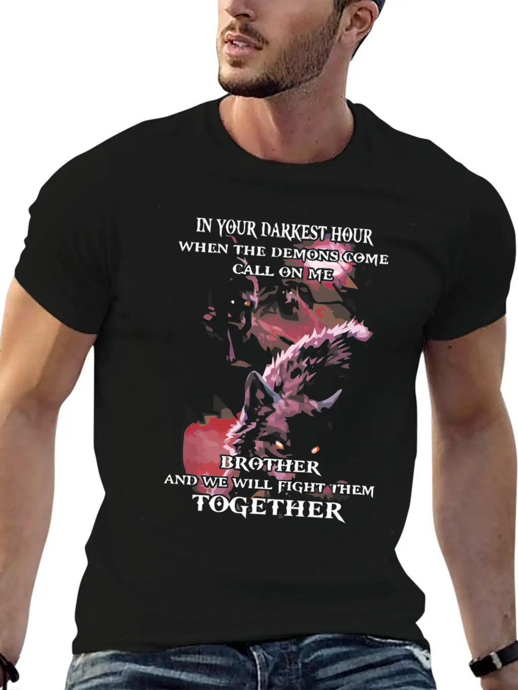 Wolf We Will Fight Them Together Stylish Everyday T-Shirt – Unisex Basic Cotton Tee