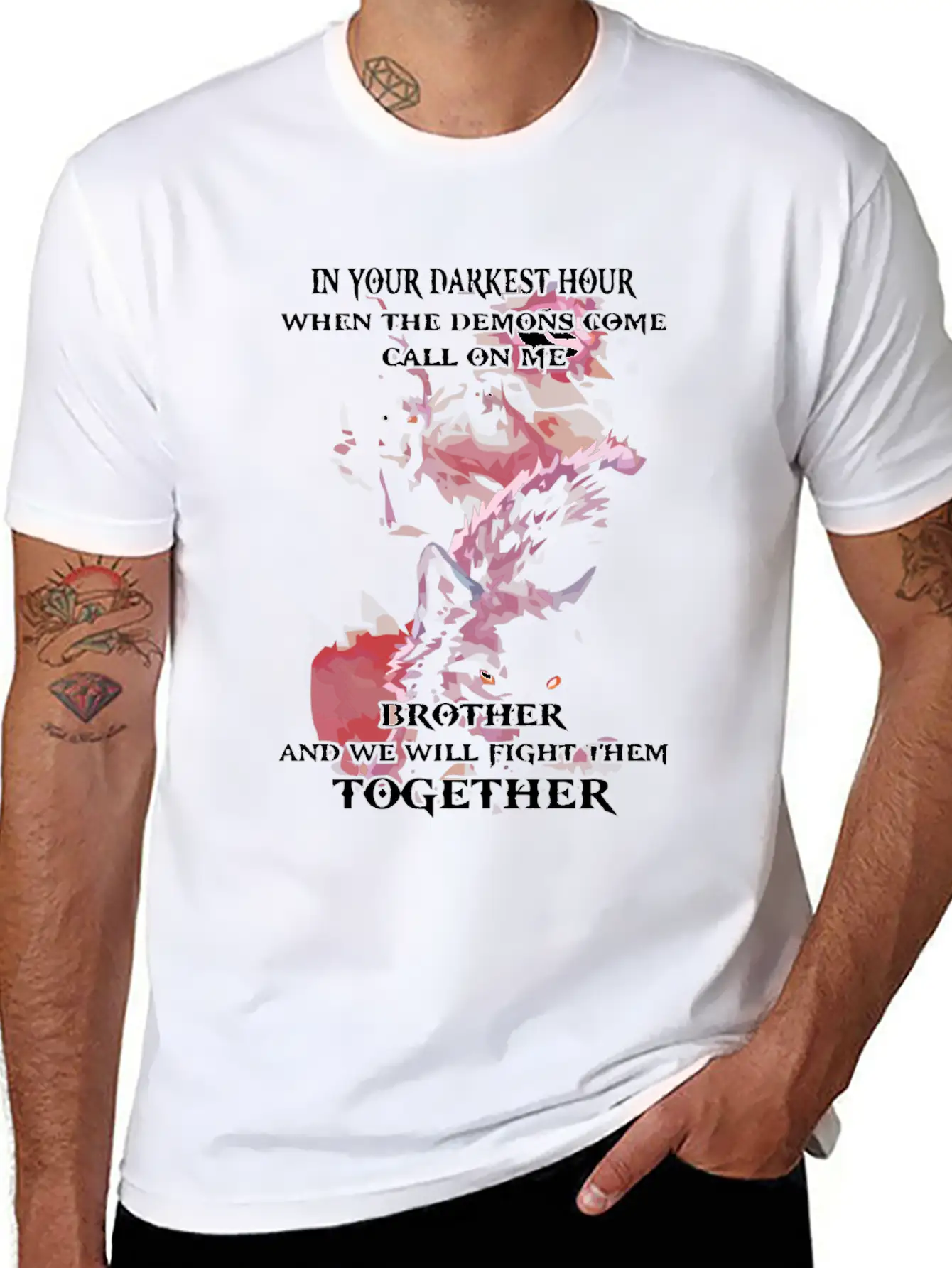 Wolf We Will Fight Them Together Stylish Everyday T-Shirt – Unisex Basic Cotton Tee
