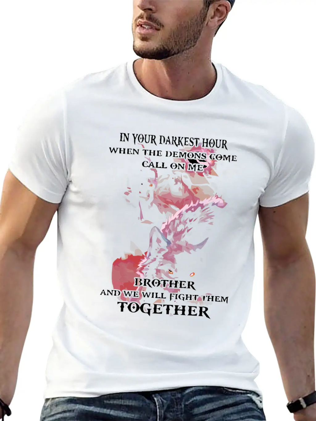Wolf We Will Fight Them Together Stylish Everyday T-Shirt – Unisex Basic Cotton Tee