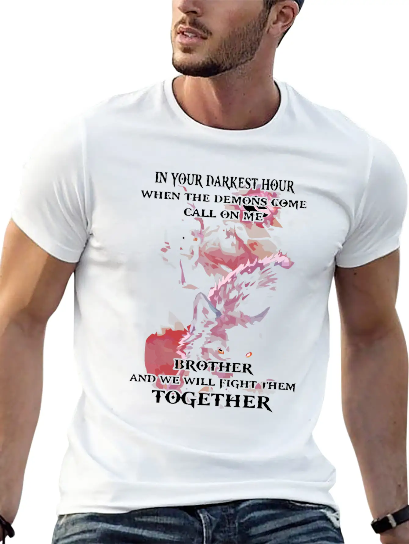 Wolf We Will Fight Them Together Stylish Everyday T-Shirt – Unisex Basic Cotton Tee