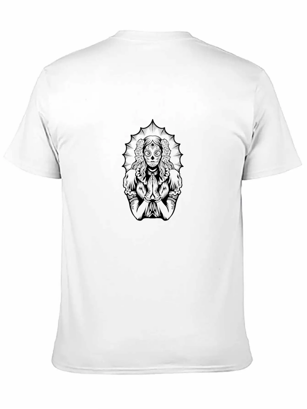 Woman Dia De Los Muertos Mexican Woman Praying Breathable Soft Cotton T-Shirt – Timeless Casual Look