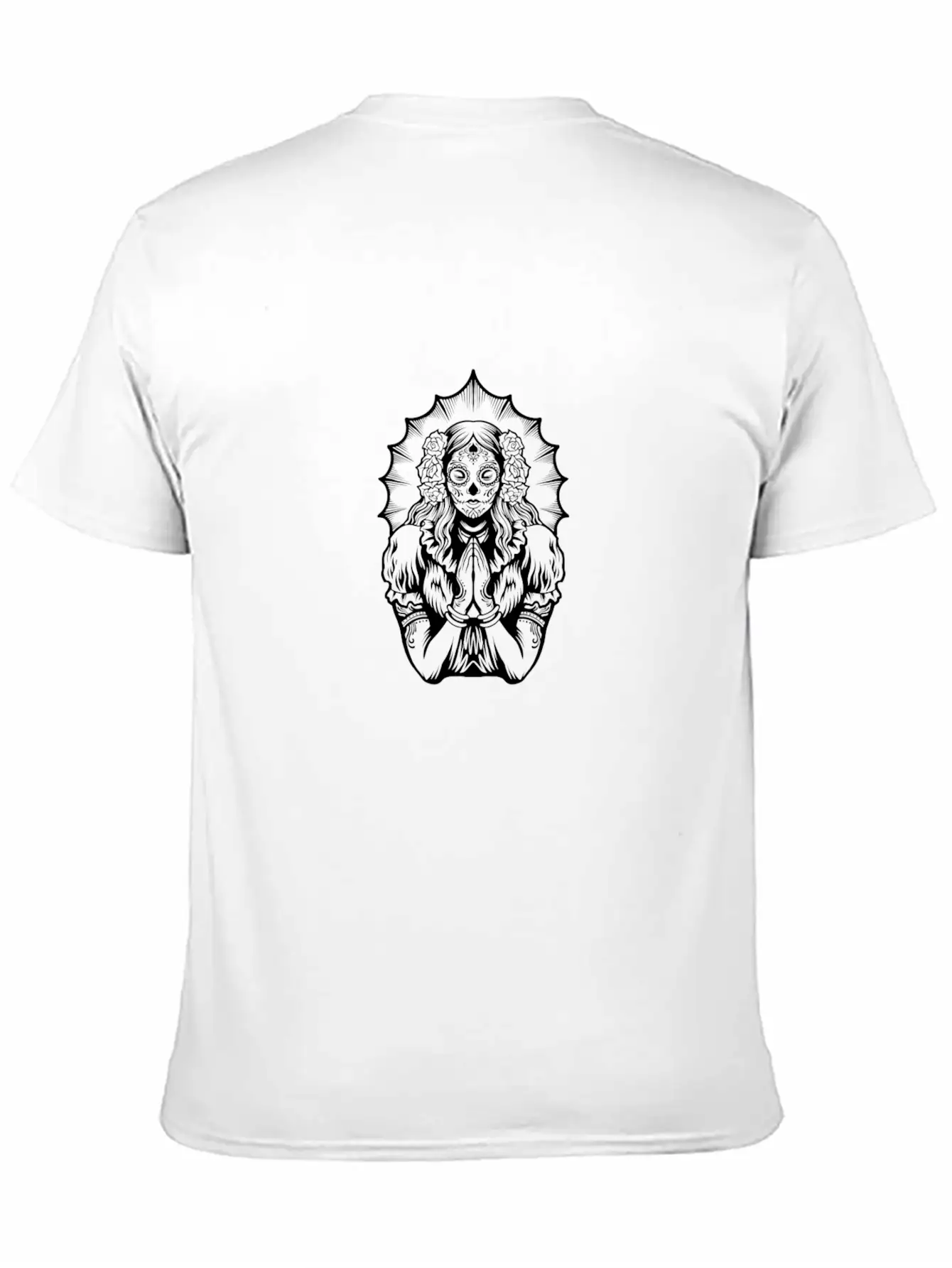 Woman Dia De Los Muertos Mexican Woman Praying Breathable Soft Cotton T-Shirt – Timeless Casual Look