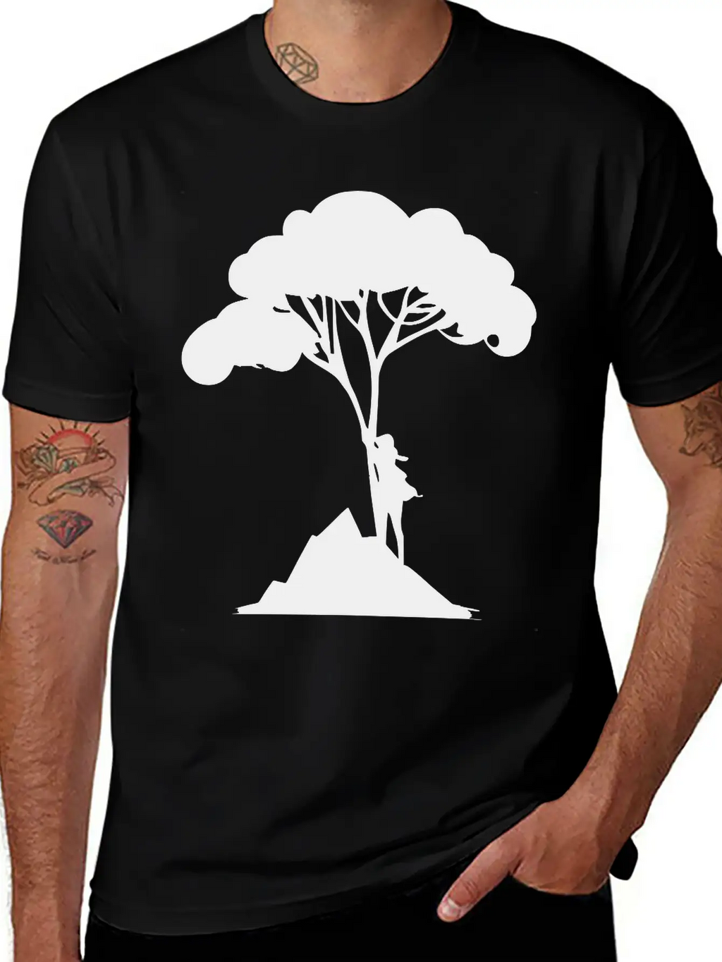 Woman Leaning On Tree Vector Unisex Casual T-Shirt – Clean Design For Daily Comfort