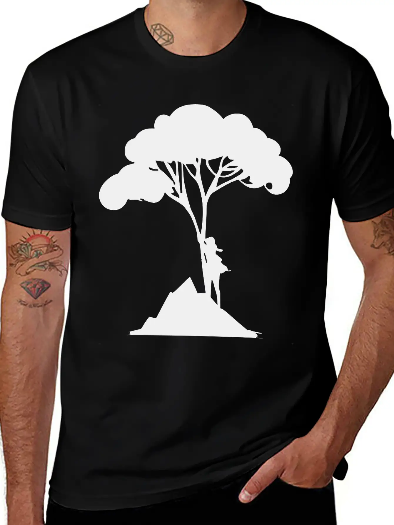 Woman Leaning On Tree Vector Unisex Casual T-Shirt – Clean Design For Daily Comfort