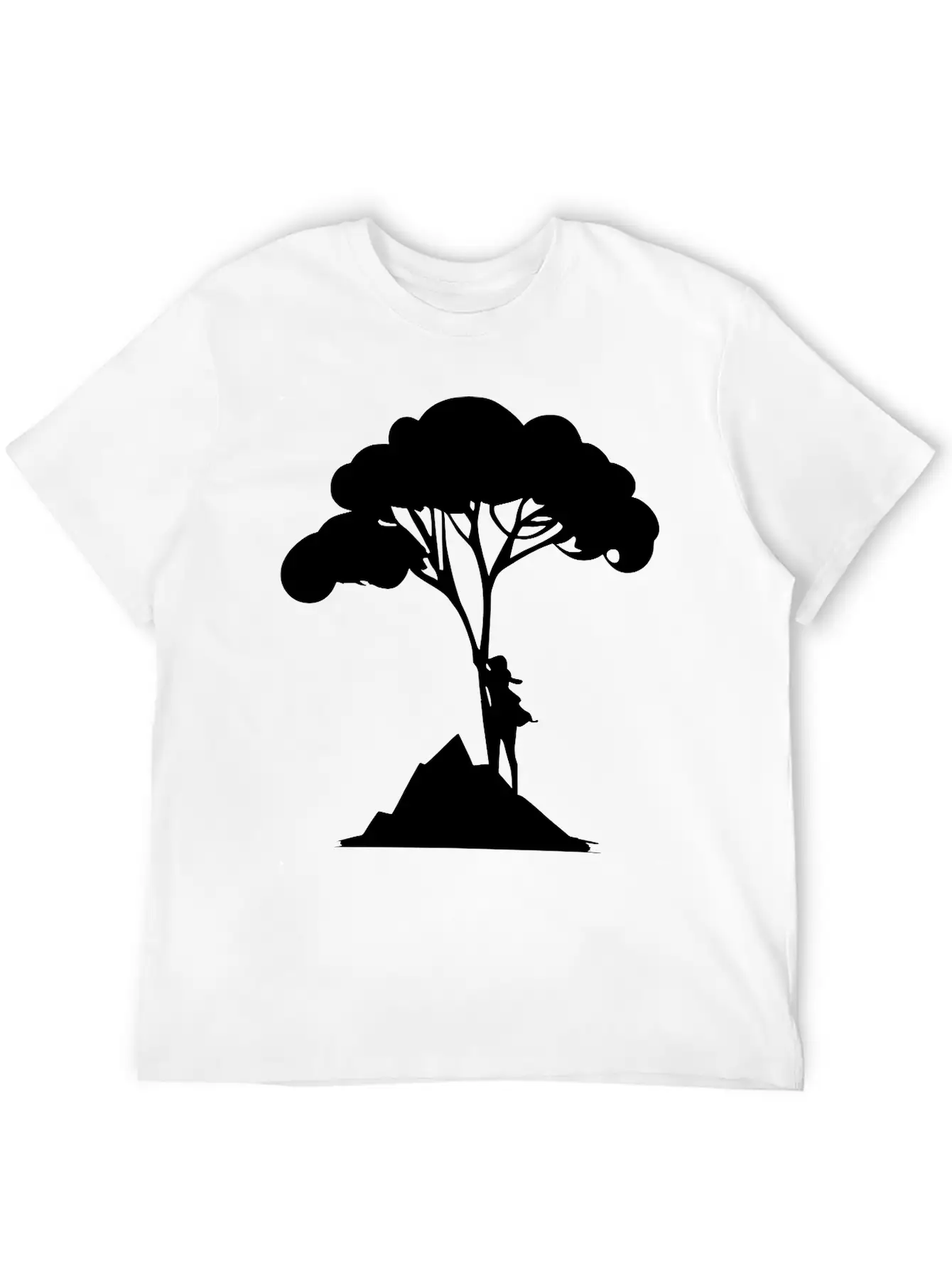 Woman Leaning On Tree Vector Unisex Casual T-Shirt – Clean Design For Daily Comfort