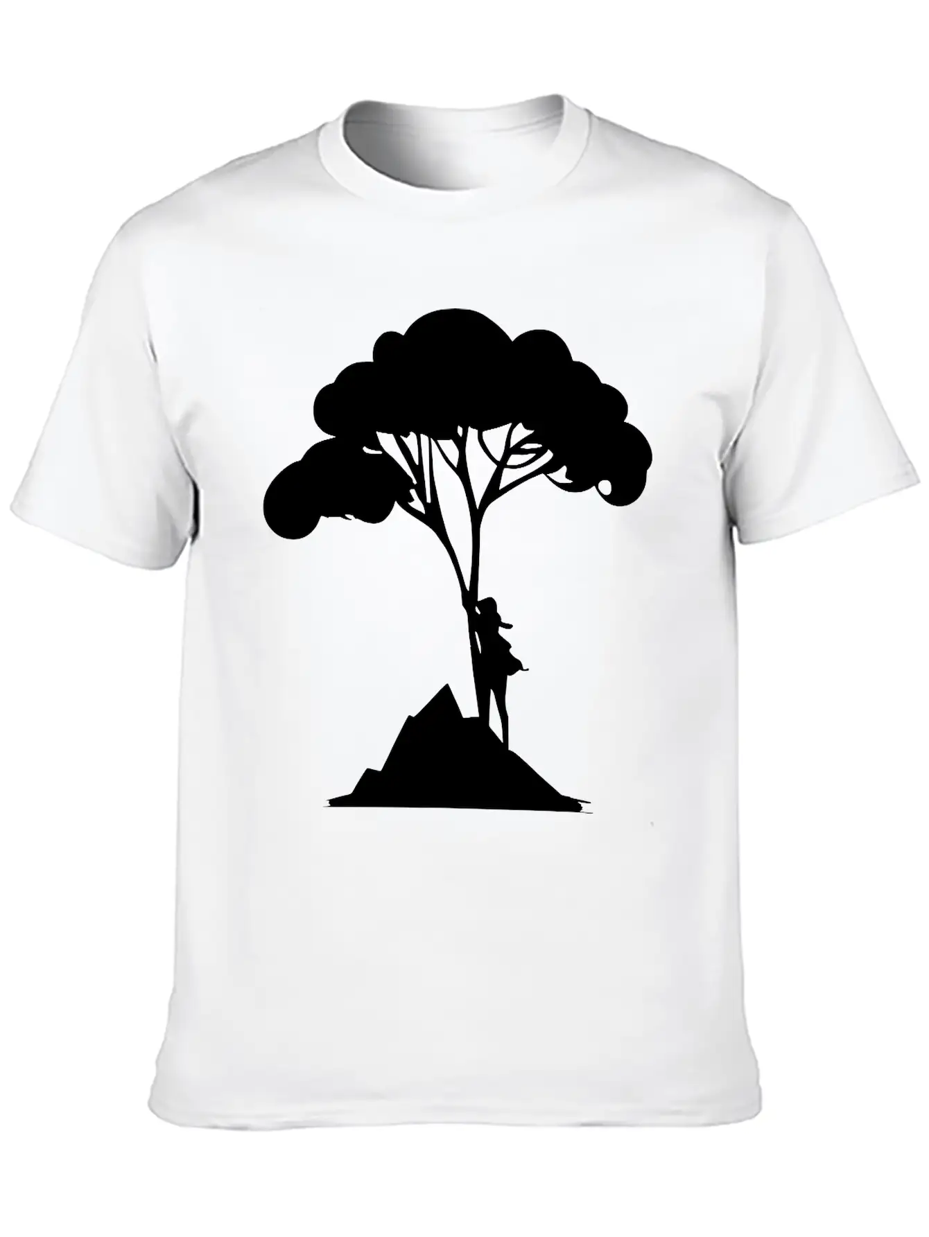 Woman Leaning On Tree Vector Unisex Casual T-Shirt – Clean Design For Daily Comfort