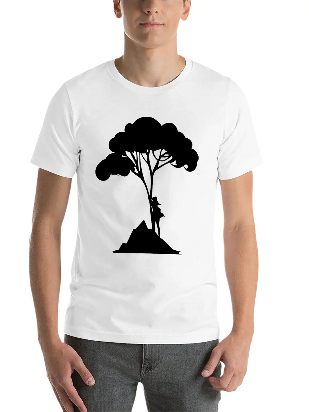 Woman Leaning On Tree Vector Unisex Casual T-Shirt – Clean Design For Daily Comfort