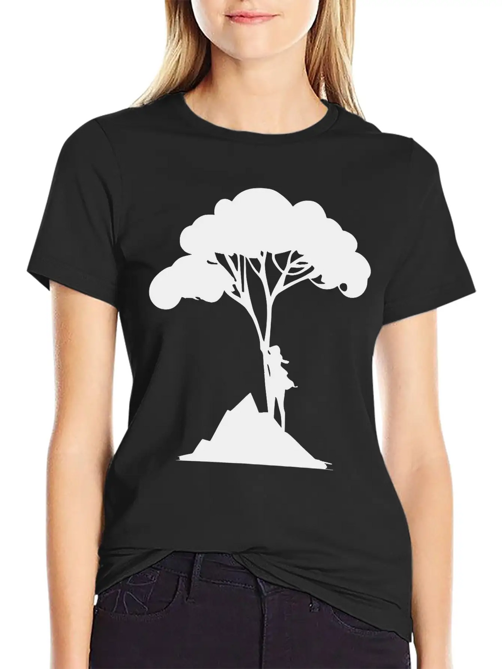 Woman Leaning On Tree Vector Unisex Casual T-Shirt – Clean Design For Daily Comfort