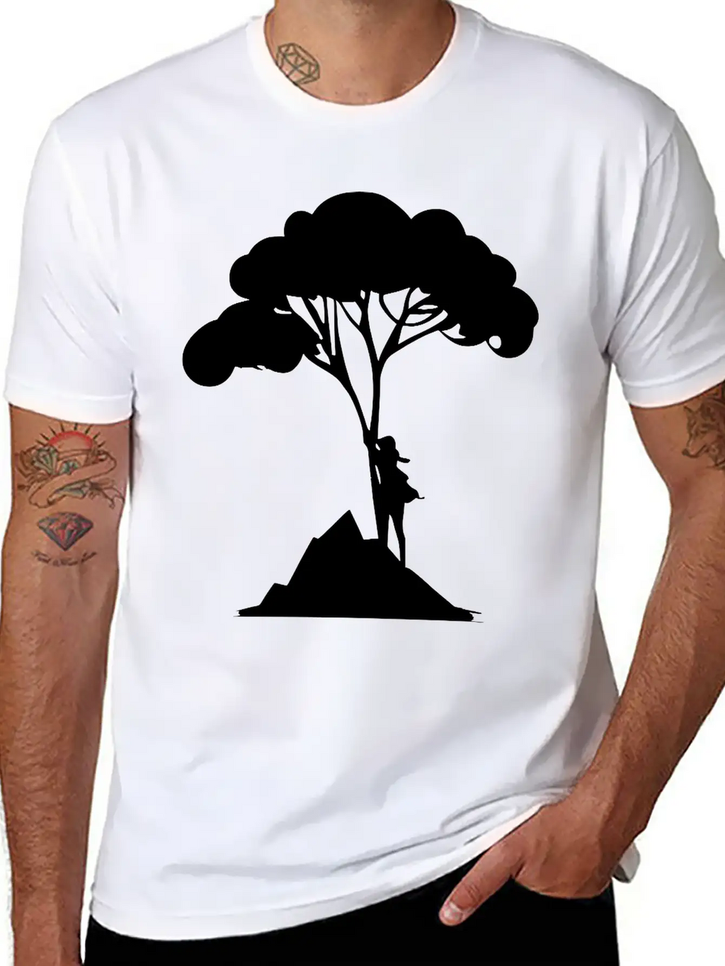 Woman Leaning On Tree Vector Unisex Casual T-Shirt – Clean Design For Daily Comfort