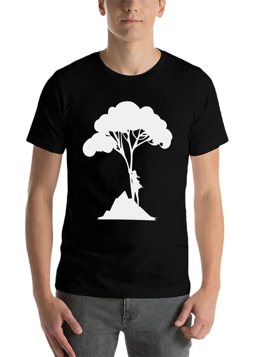 Woman Leaning On Tree Vector Unisex Casual T-Shirt – Clean Design For Daily Comfort