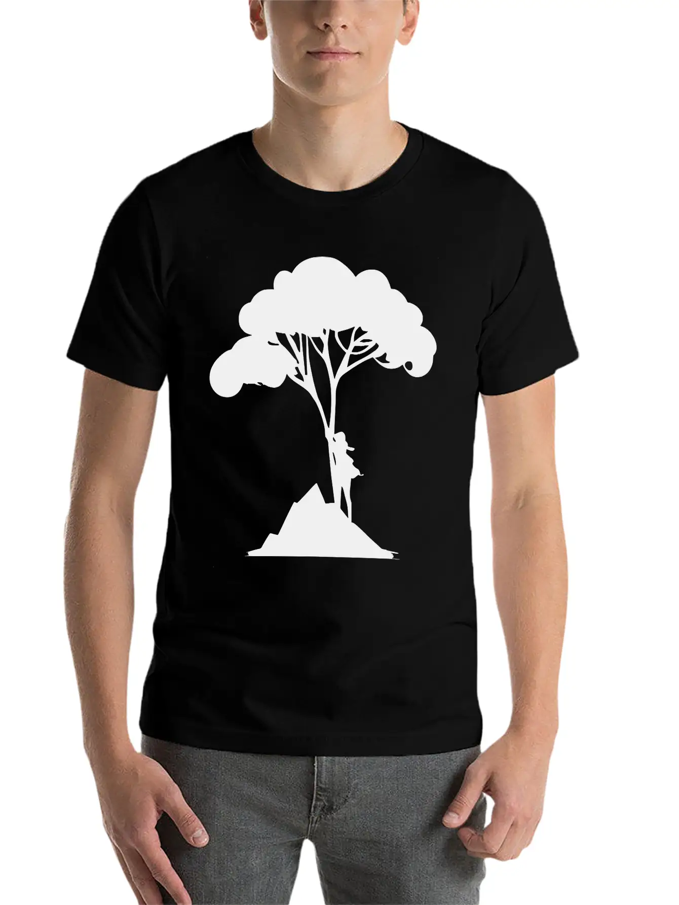 Woman Leaning On Tree Vector Unisex Casual T-Shirt – Clean Design For Daily Comfort