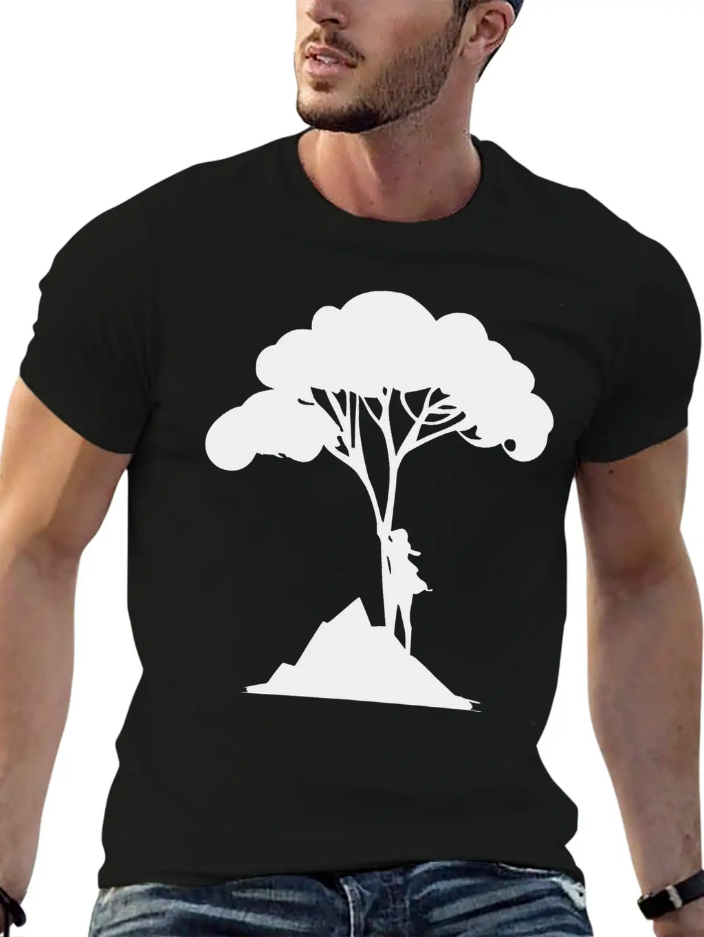 Woman Leaning On Tree Vector Unisex Casual T-Shirt – Clean Design For Daily Comfort