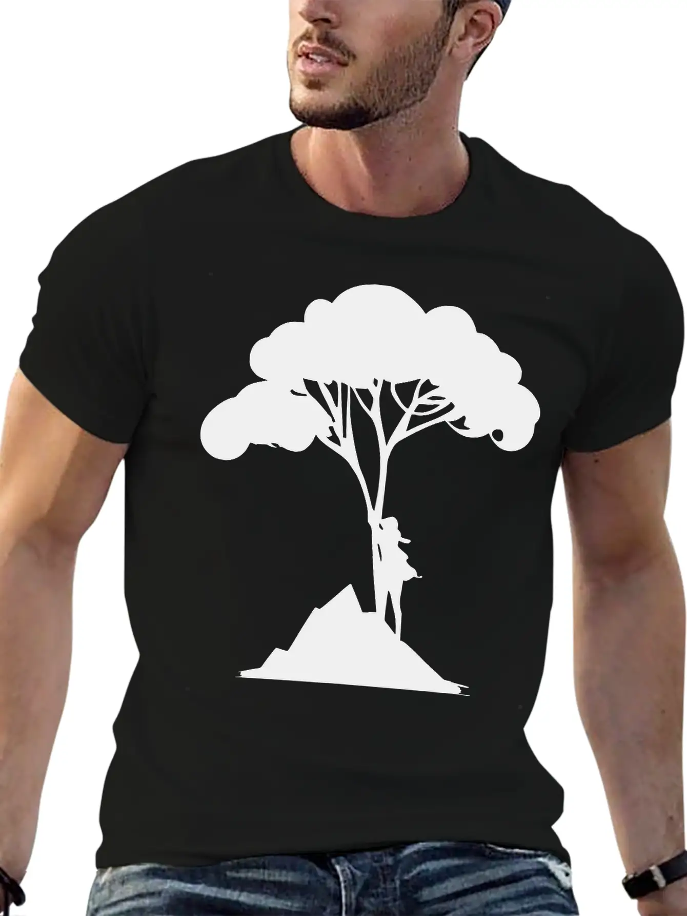 Woman Leaning On Tree Vector Unisex Casual T-Shirt – Clean Design For Daily Comfort
