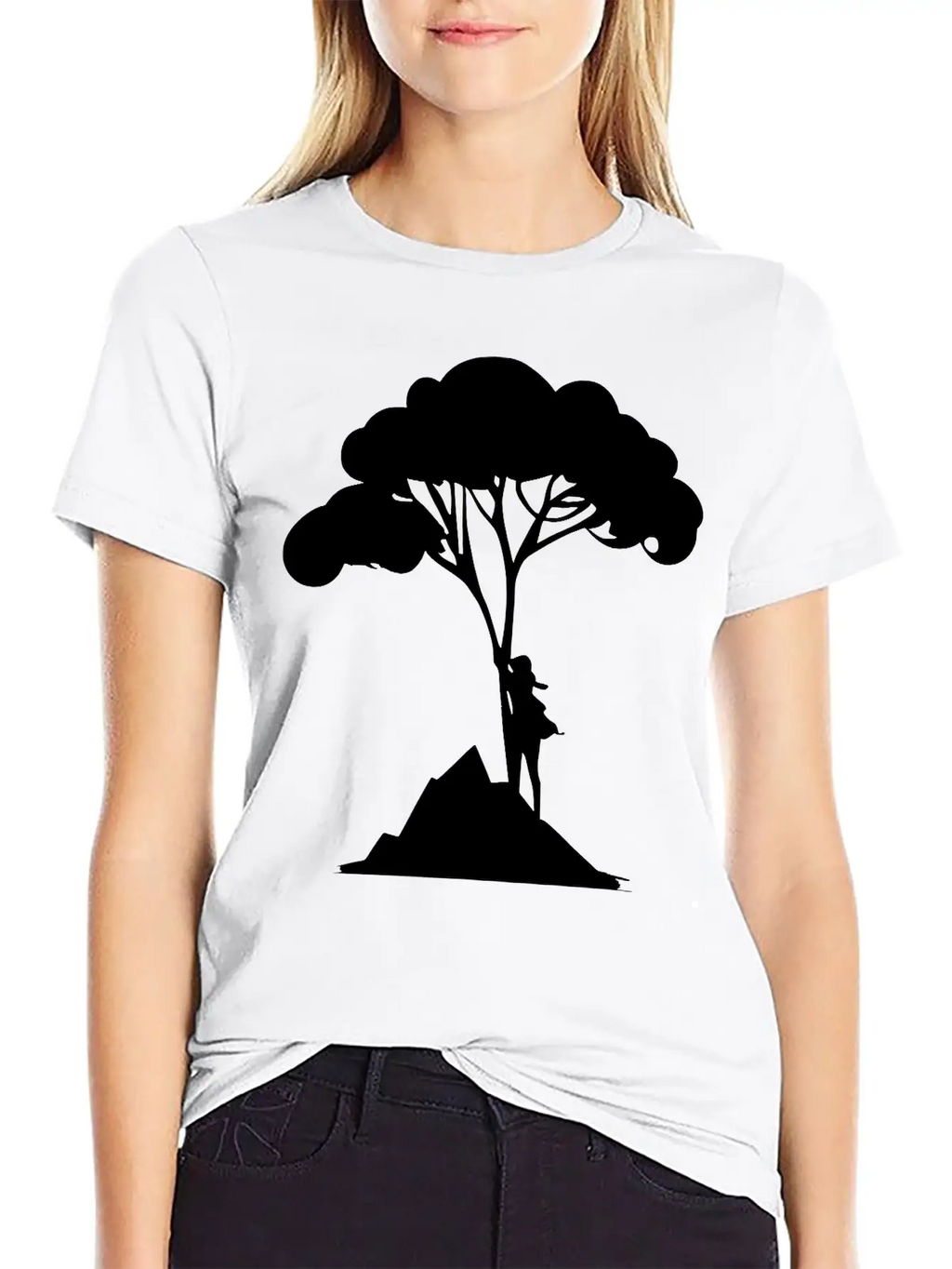 Woman Leaning On Tree Vector Unisex Casual T-Shirt – Clean Design For Daily Comfort