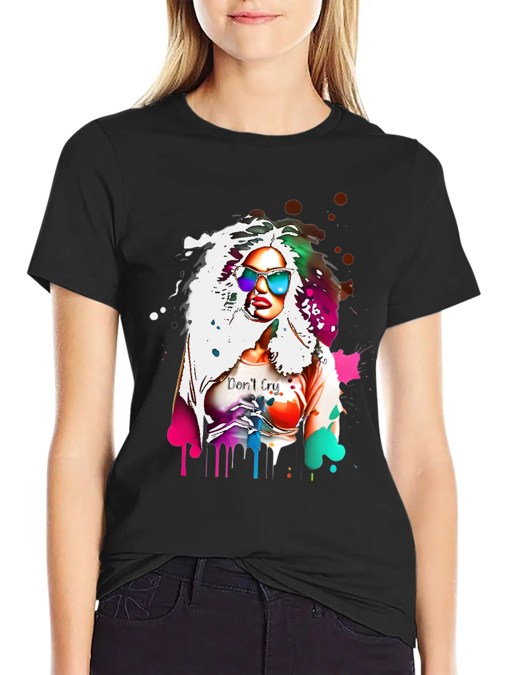 Woman Wearing Sunglasses And Don't Cry Top Unisex Casual T-Shirt – Clean Design For Daily Comfort