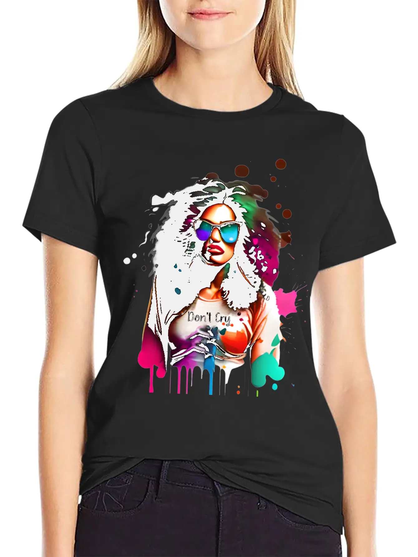 Woman Wearing Sunglasses And Don't Cry Top Unisex Casual T-Shirt – Clean Design For Daily Comfort