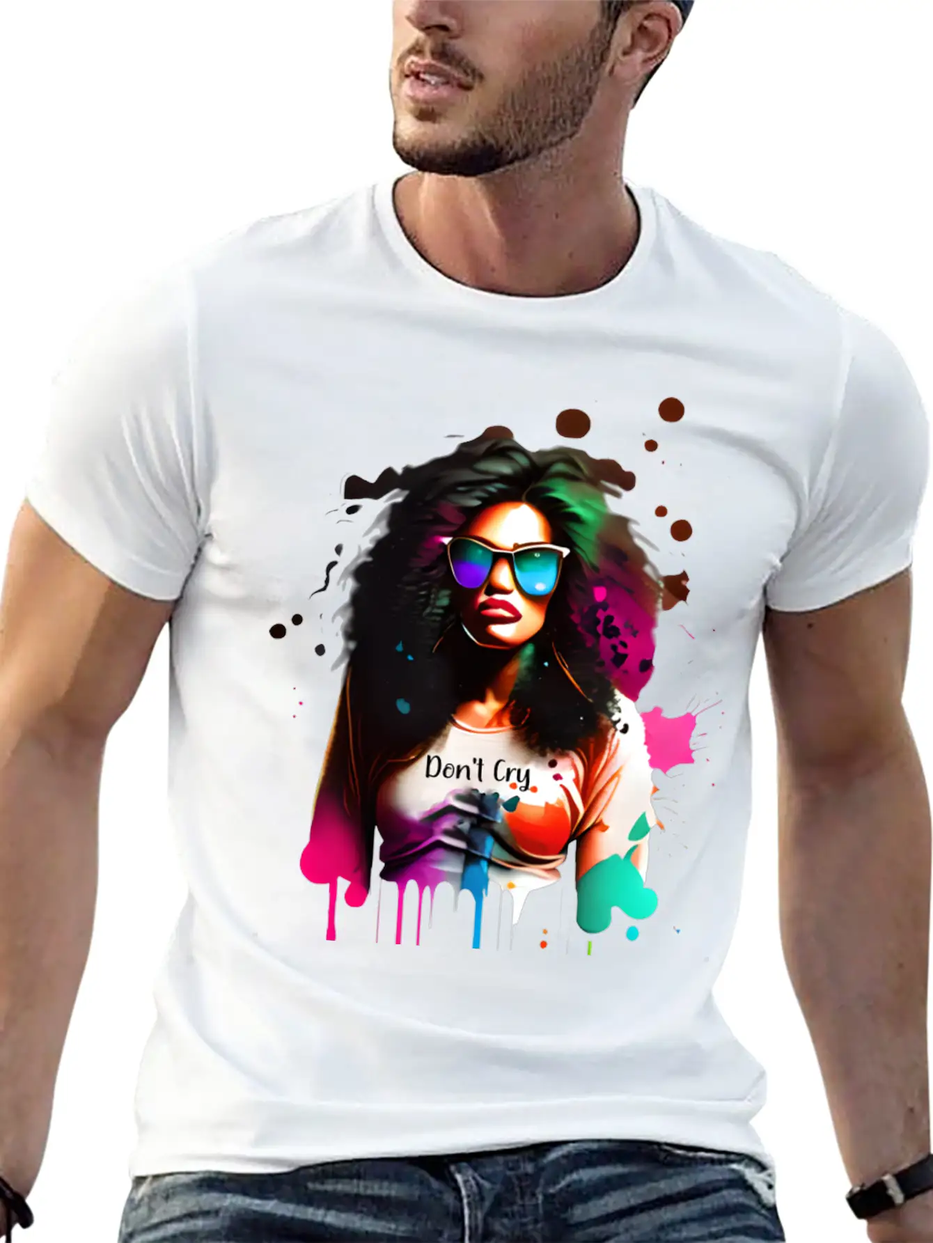 Woman Wearing Sunglasses And Don't Cry Top Unisex Casual T-Shirt – Clean Design For Daily Comfort