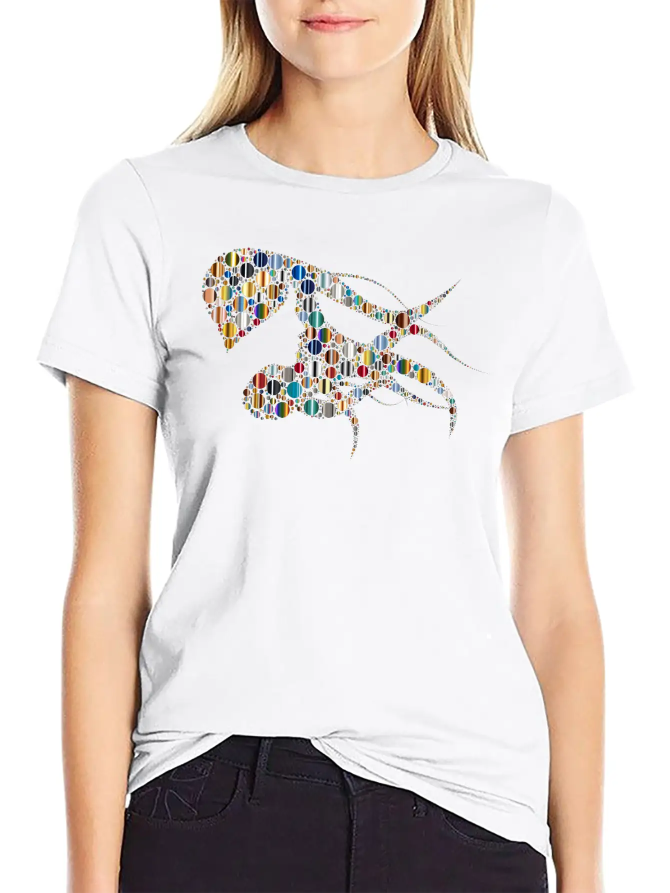 Woman With Colorful Flowing Circles Hair 5 Unisex Casual T-Shirt – Clean Design For Daily Comfort