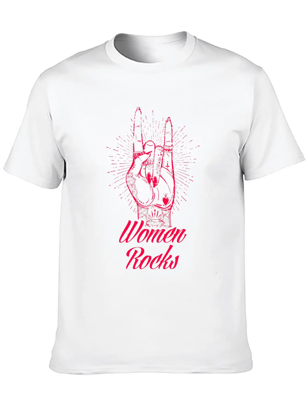 Women Rocks Power Tattoo Rights Nails Gift Idea Unisex Short Sleeve Soft Cotton T-Shirt – Casual Everyday Wear