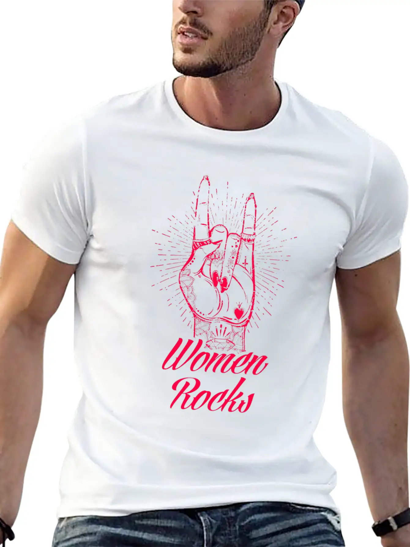 Women Rocks Power Tattoo Rights Nails Gift Idea Unisex Short Sleeve Soft Cotton T-Shirt – Casual Everyday Wear