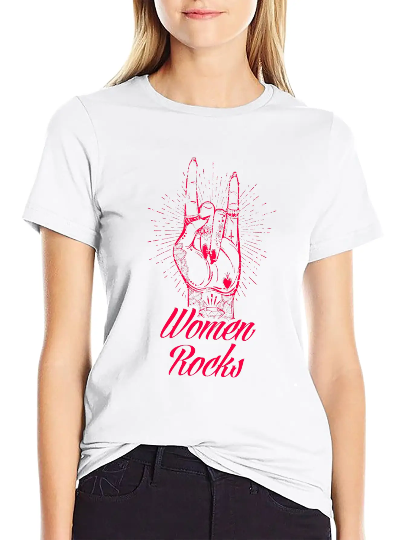 Women Rocks Power Tattoo Rights Nails Gift Idea Unisex Short Sleeve Soft Cotton T-Shirt – Casual Everyday Wear