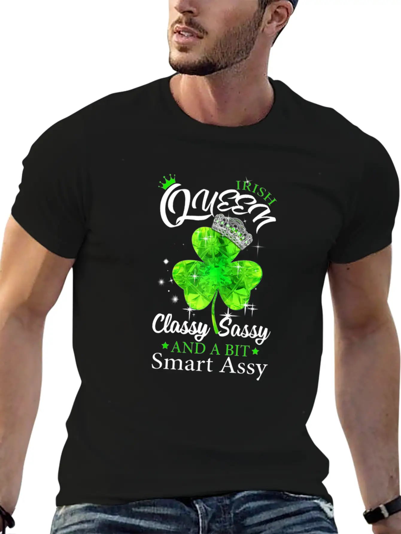 Womens Irish Queen Classy Sassy Smart Assy Tshirt Unisex Short Sleeve Soft Cotton T-Shirt – Casual Everyday Wear