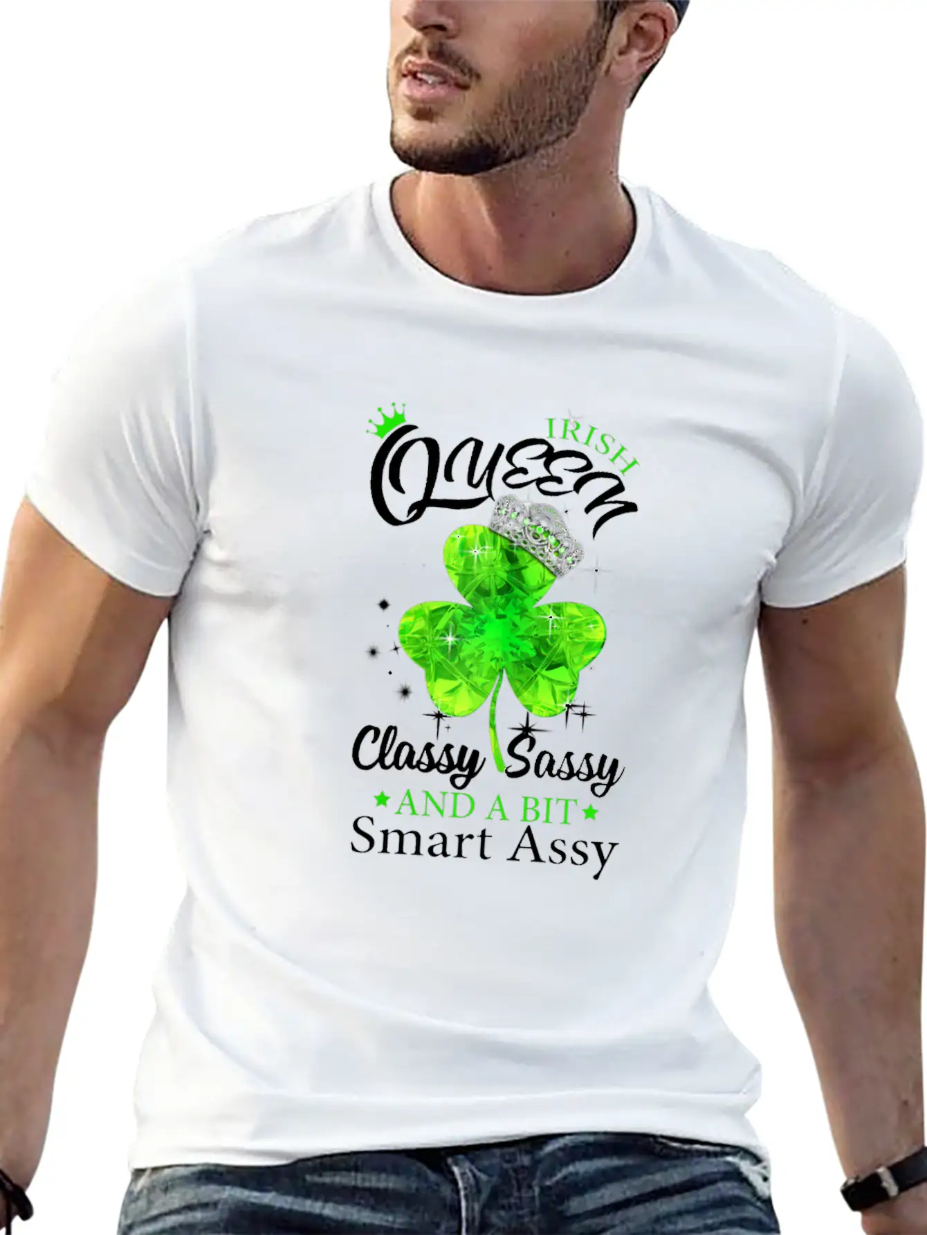 Womens Irish Queen Classy Sassy Smart Assy Tshirt Unisex Short Sleeve Soft Cotton T-Shirt – Casual Everyday Wear