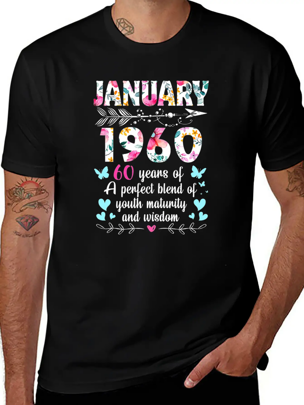 Womens January 1960 Shirt 60 Years Of Youth Casual Graphic T-Shirt – Simple And Comfortable Daily Wear