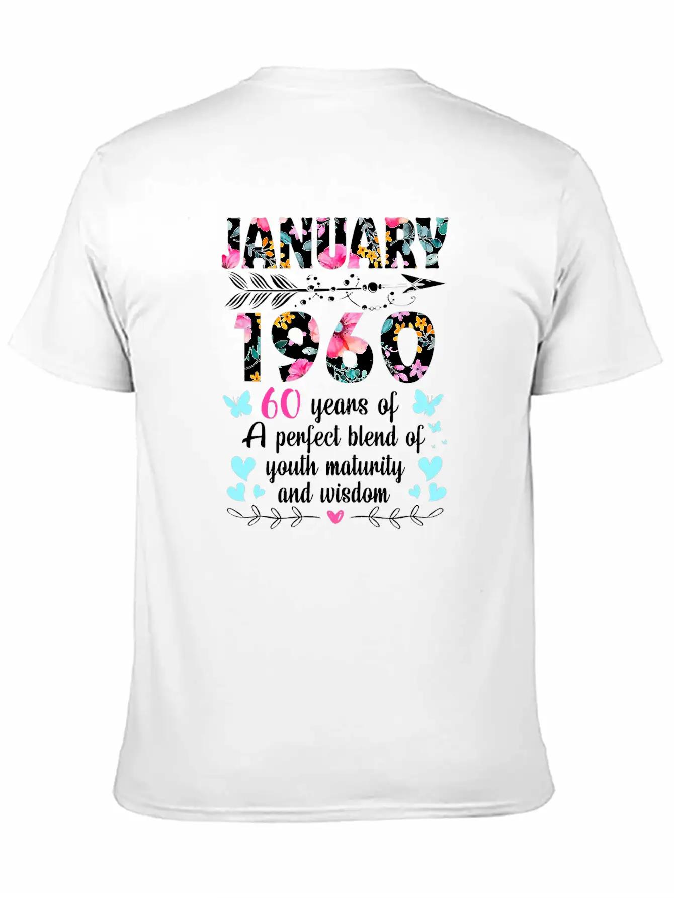 Womens January 1960 Shirt 60 Years Of Youth Casual Graphic T-Shirt – Simple And Comfortable Daily Wear