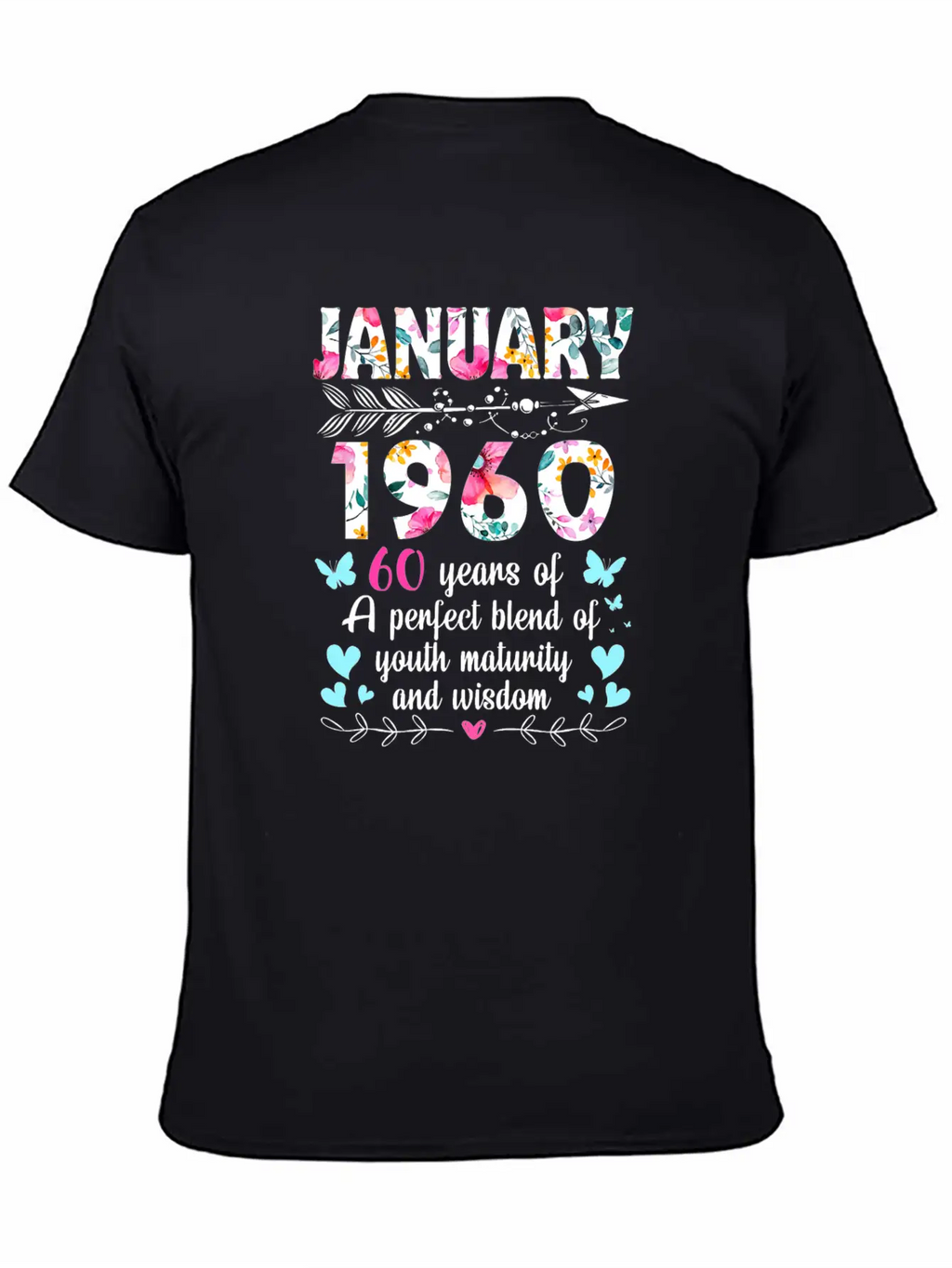 Womens January 1960 Shirt 60 Years Of Youth Casual Graphic T-Shirt – Simple And Comfortable Daily Wear
