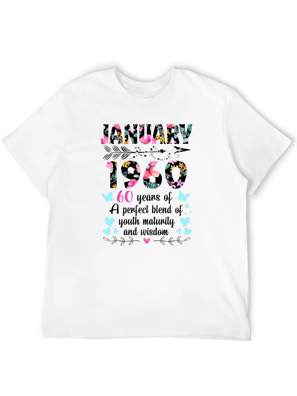 Womens January 1960 Shirt 60 Years Of Youth Casual Graphic T-Shirt – Simple And Comfortable Daily Wear
