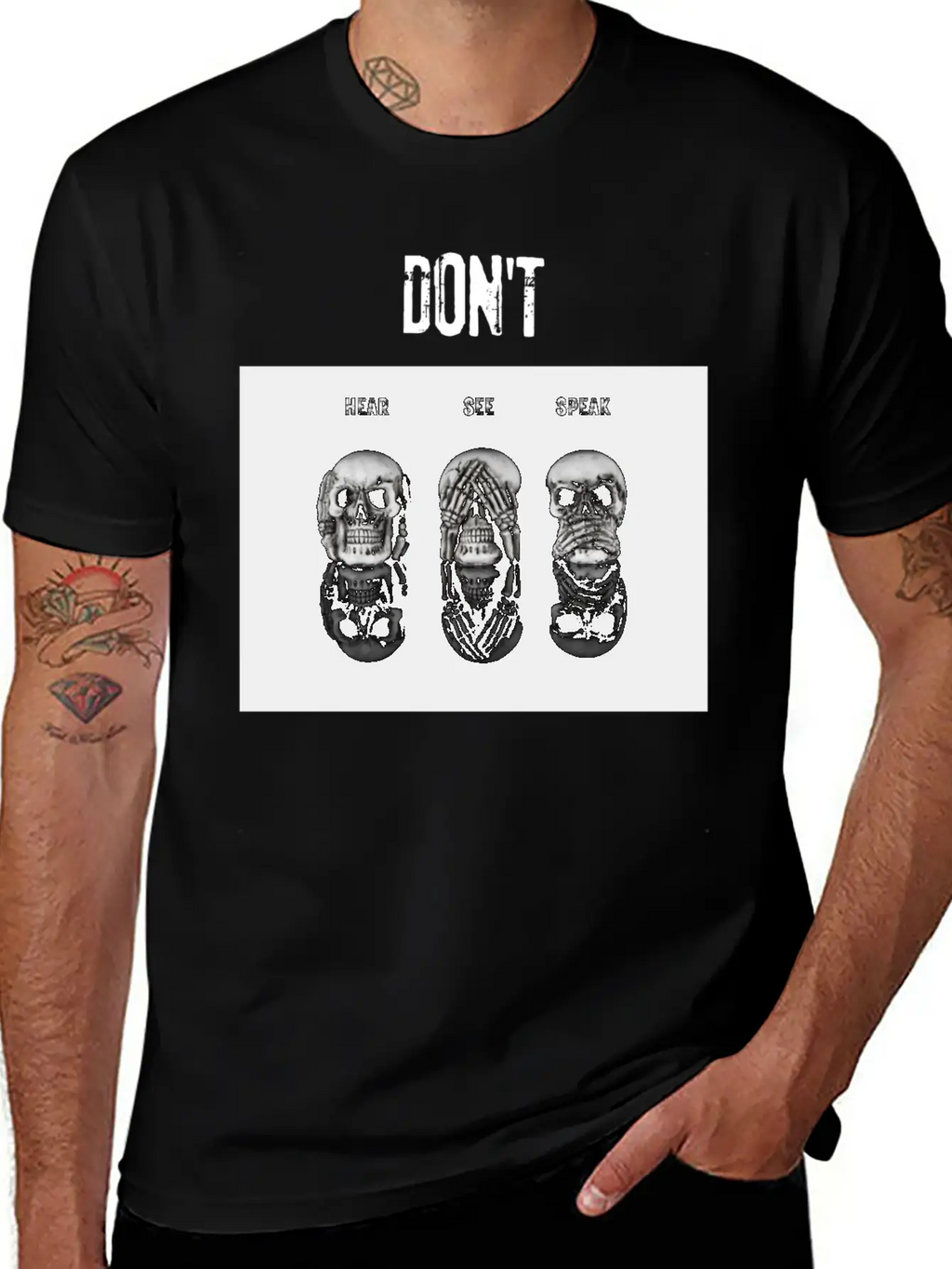 Women's T-Shirt In Black Skulls Stylish Everyday T-Shirt – Unisex Basic Cotton Tee