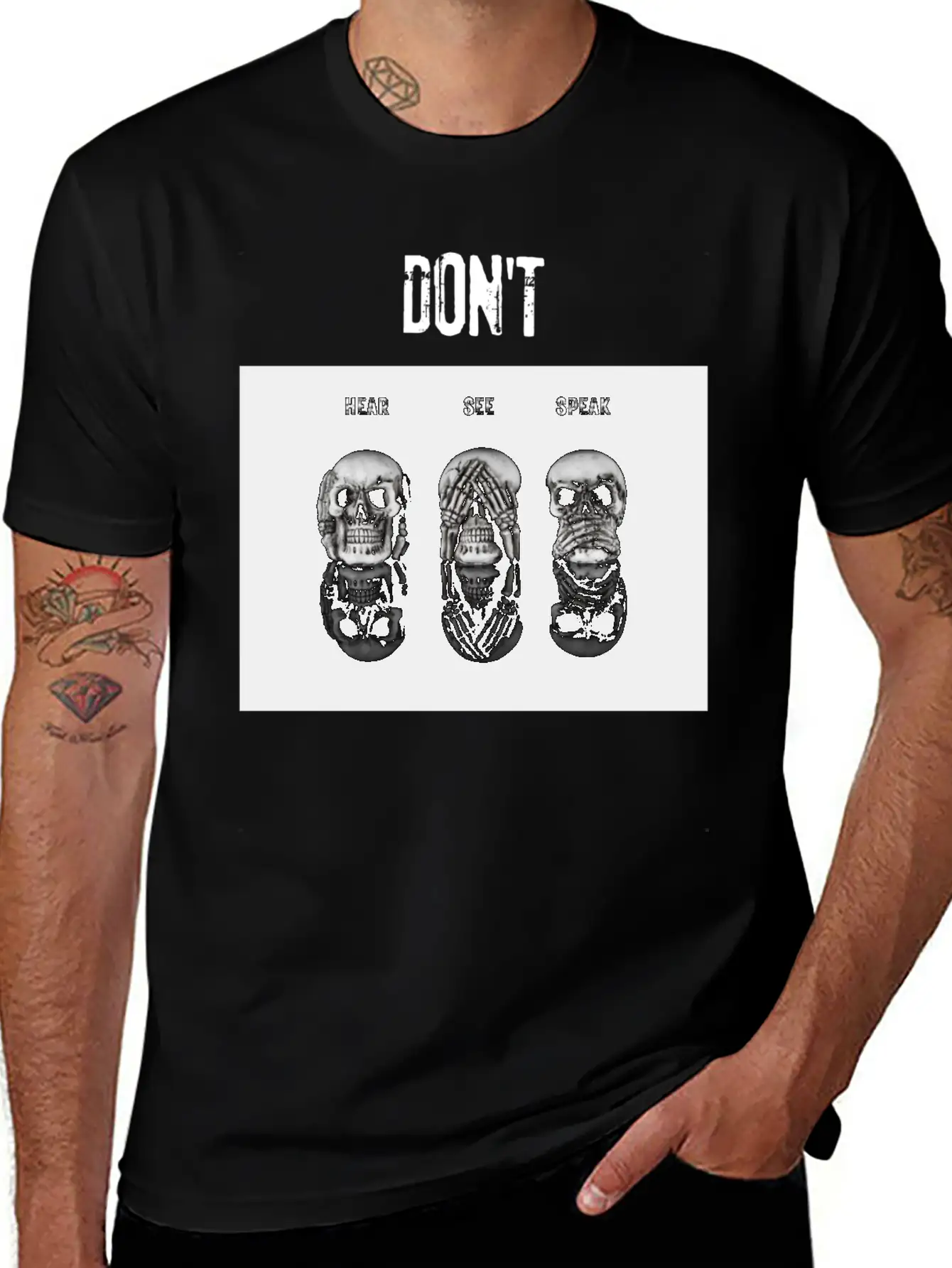 Women's T-Shirt In Black Skulls Stylish Everyday T-Shirt – Unisex Basic Cotton Tee