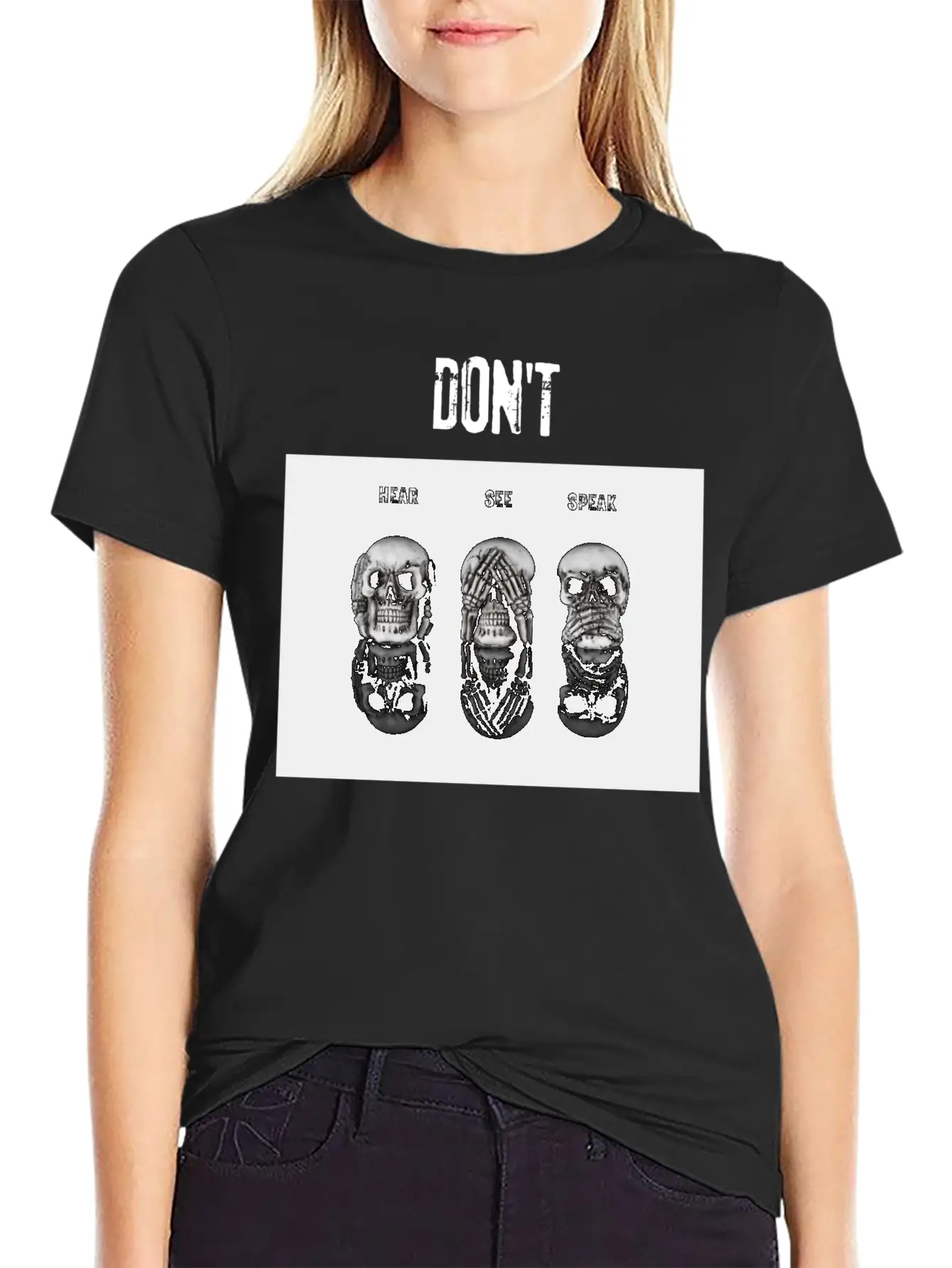 Women's T-Shirt In Black Skulls Stylish Everyday T-Shirt – Unisex Basic Cotton Tee