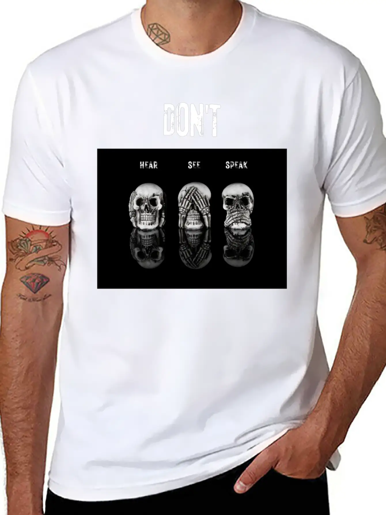 Women's T-Shirt In Black Skulls Stylish Everyday T-Shirt – Unisex Basic Cotton Tee