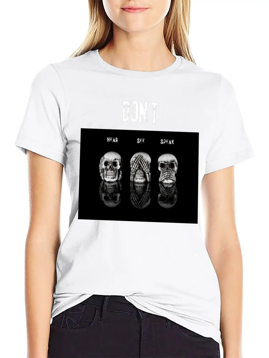 Women's T-Shirt In Black Skulls Stylish Everyday T-Shirt – Unisex Basic Cotton Tee