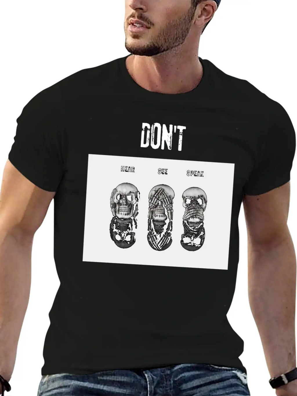 Women's T-Shirt In Black Skulls Stylish Everyday T-Shirt – Unisex Basic Cotton Tee