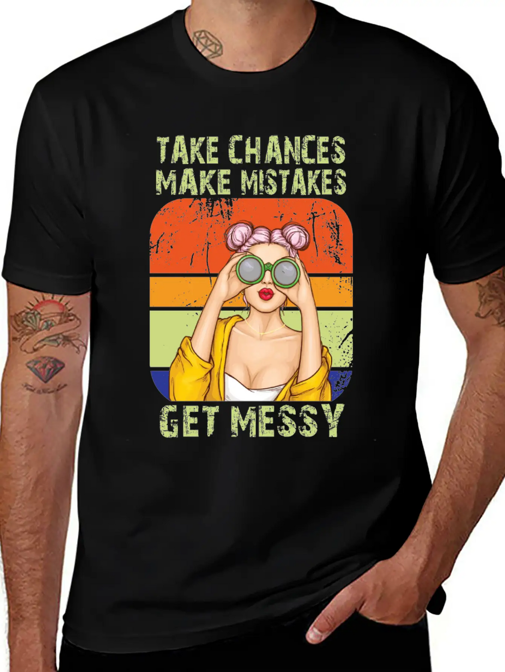 Womens Take Chances Make Mistakes Get Messy Unisex Short Sleeve Soft Cotton T-Shirt – Casual Everyday Wear