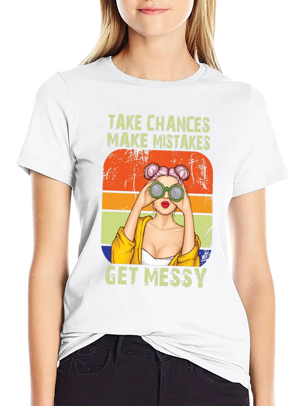 Womens Take Chances Make Mistakes Get Messy Unisex Short Sleeve Soft Cotton T-Shirt – Casual Everyday Wear