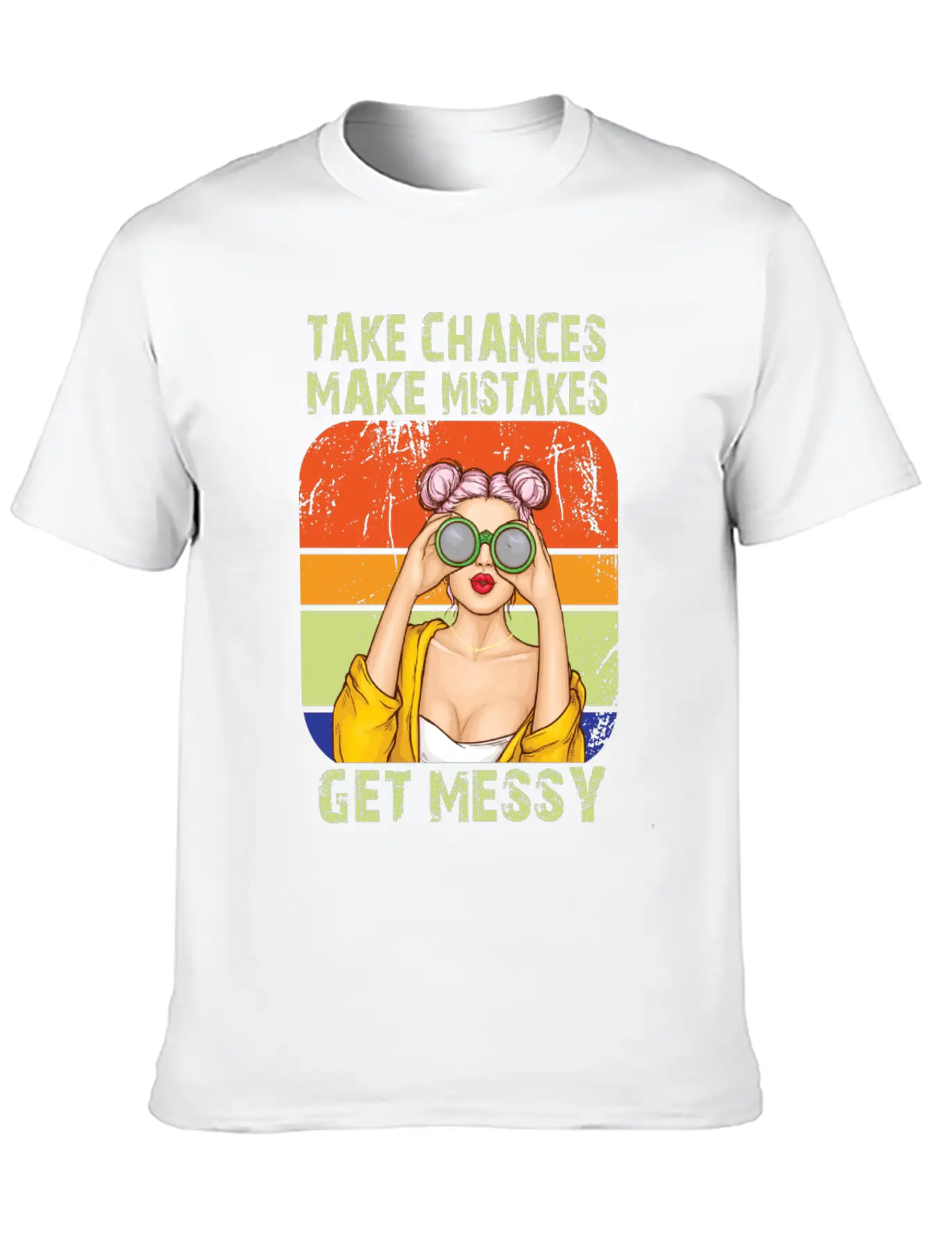 Womens Take Chances Make Mistakes Get Messy Unisex Short Sleeve Soft Cotton T-Shirt – Casual Everyday Wear
