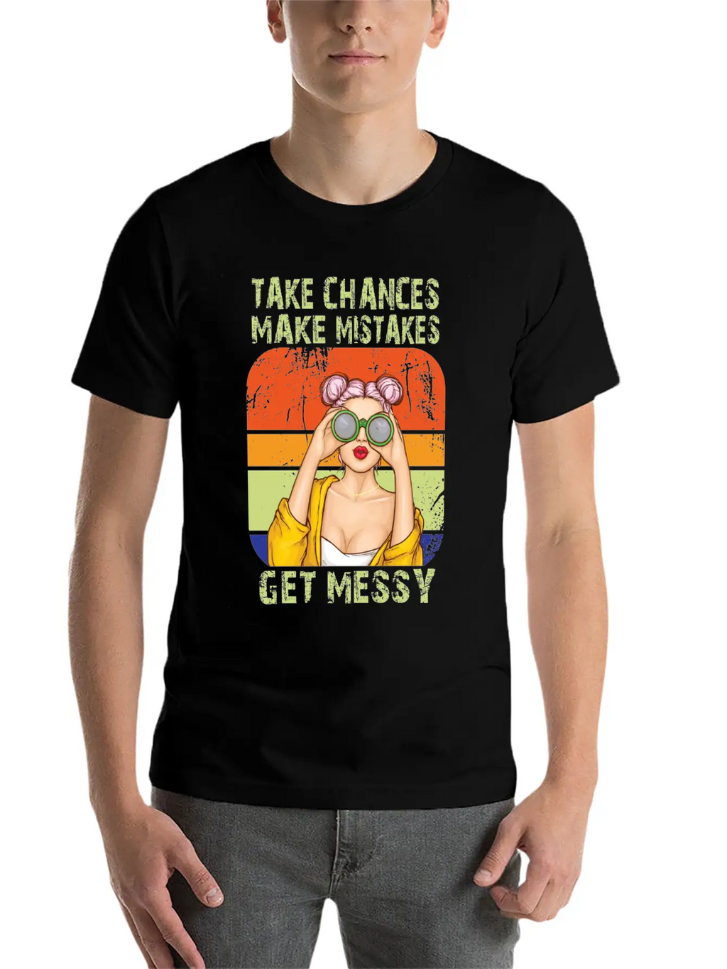 Womens Take Chances Make Mistakes Get Messy Unisex Short Sleeve Soft Cotton T-Shirt – Casual Everyday Wear
