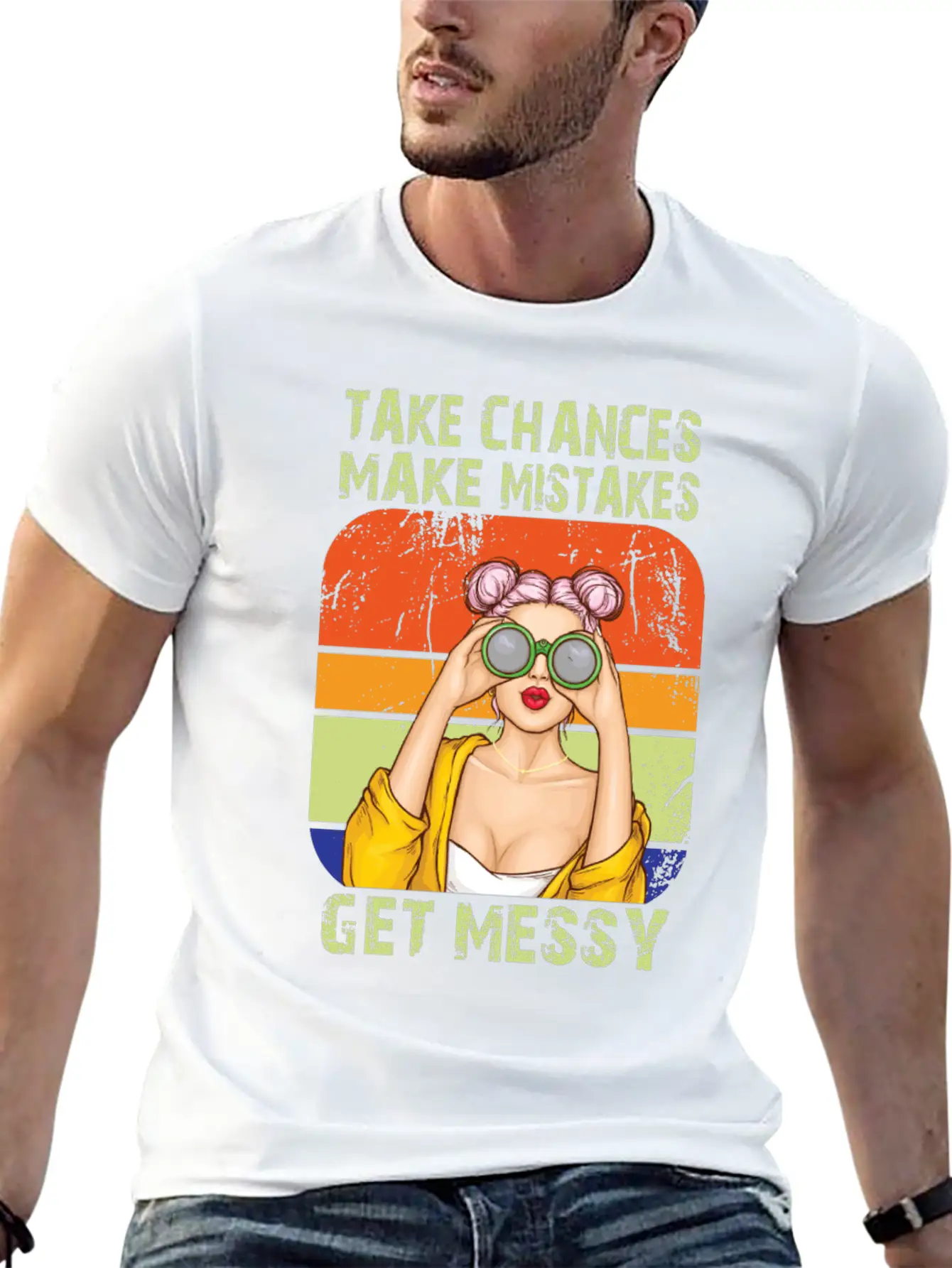Womens Take Chances Make Mistakes Get Messy Unisex Short Sleeve Soft Cotton T-Shirt – Casual Everyday Wear