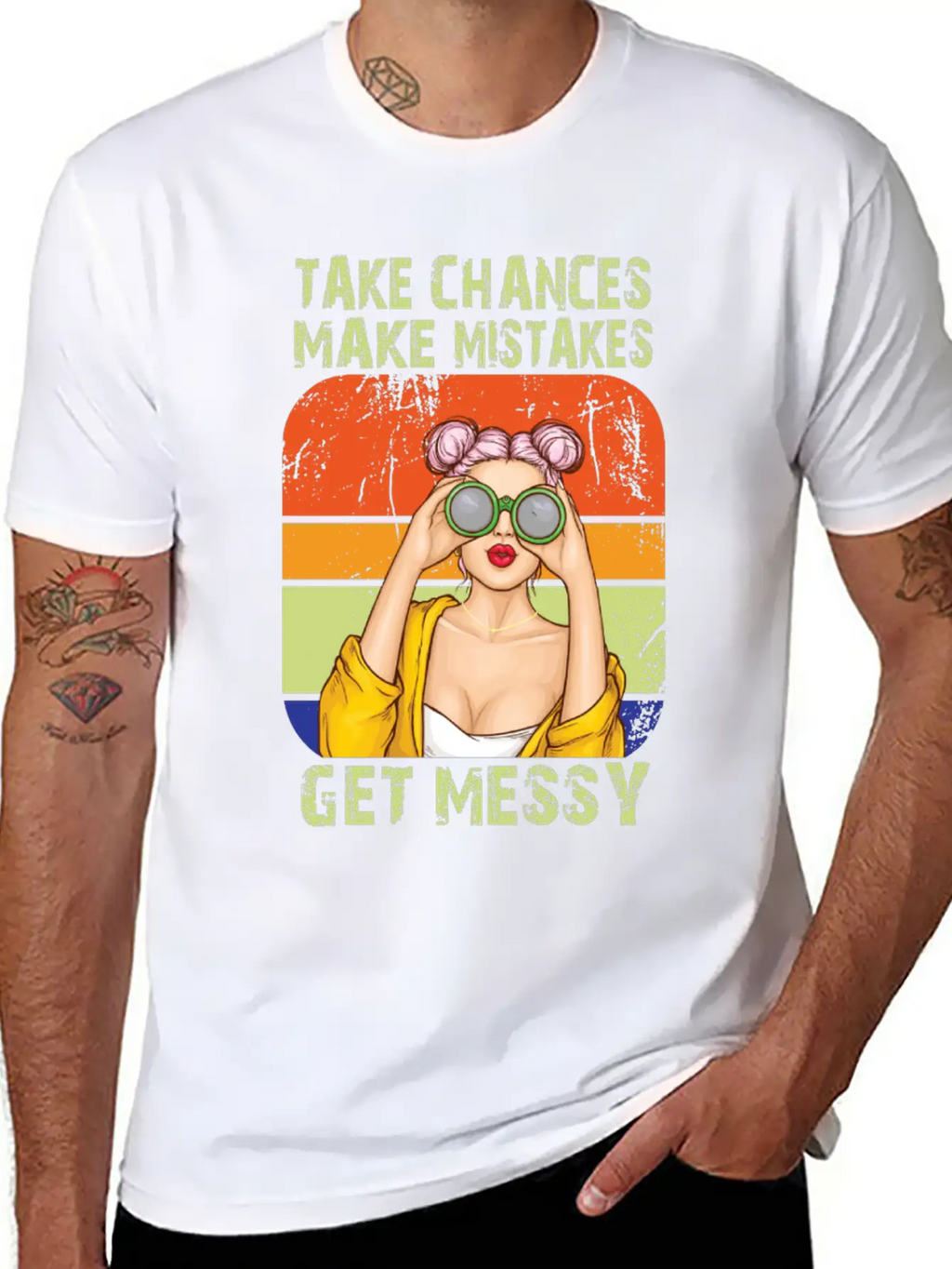 Womens Take Chances Make Mistakes Get Messy Unisex Short Sleeve Soft Cotton T-Shirt – Casual Everyday Wear
